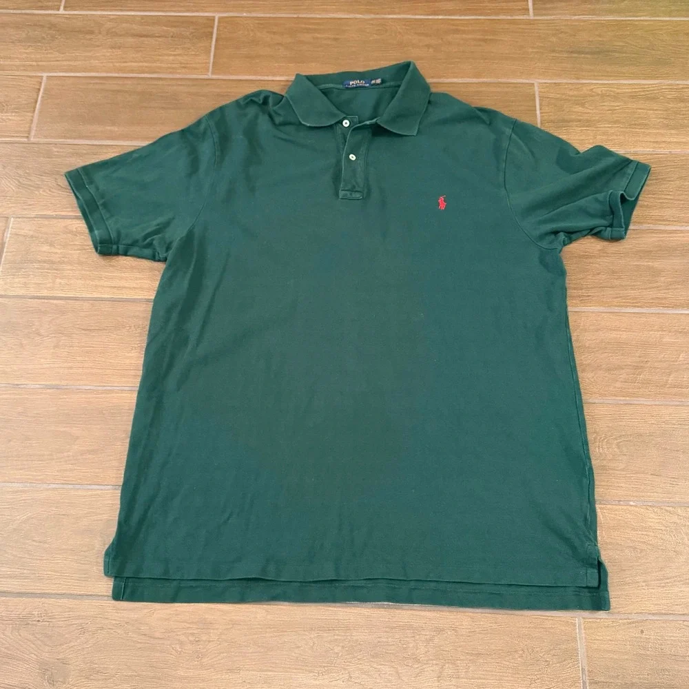 Polo Ralph Lauren Mens Green Cotton Pique Short Sleeve Polo Shirt XL